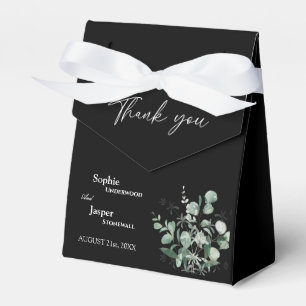 Modern Greenery Black Wedding Thank You Favour Box
