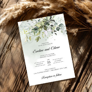 Modern greenery boho eucalyptus watercolor wedding invitation