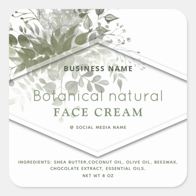 Modern greenery botanical elegant product  square  sticker (Front)