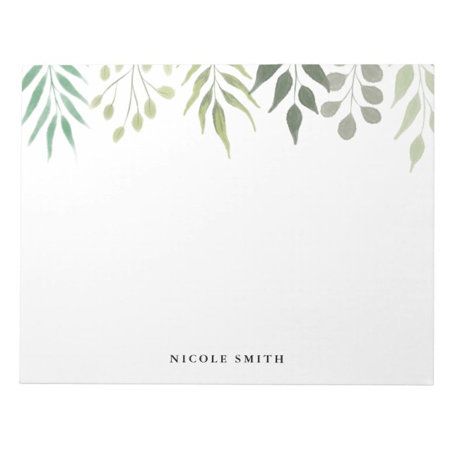 Modern Greenery Botanical Foliage Notepad (Front)