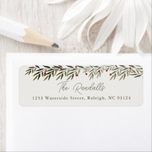 Modern Greenery Christmas Card Return Address Label