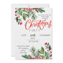 Modern Greenery Christmas Party Invitation 