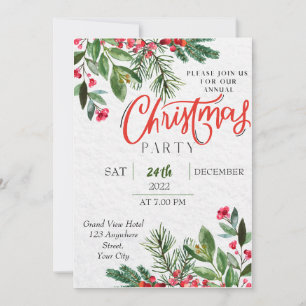 Modern Greenery Christmas Party Invitation 
