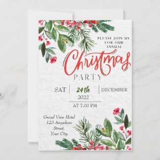 Modern Greenery Christmas Party Invitation 
