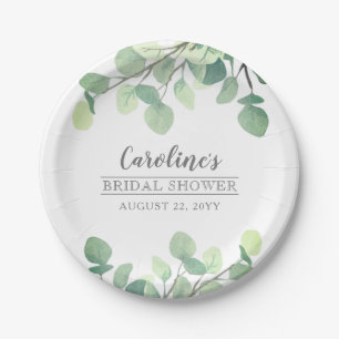 Modern Greenery Eucalyptus Bridal Shower Paper Plate