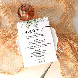 Modern Greenery Eucalyptus Wedding Menu Card
