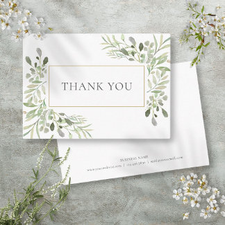 Modern Greenery Floral Business Thank You Referral Card