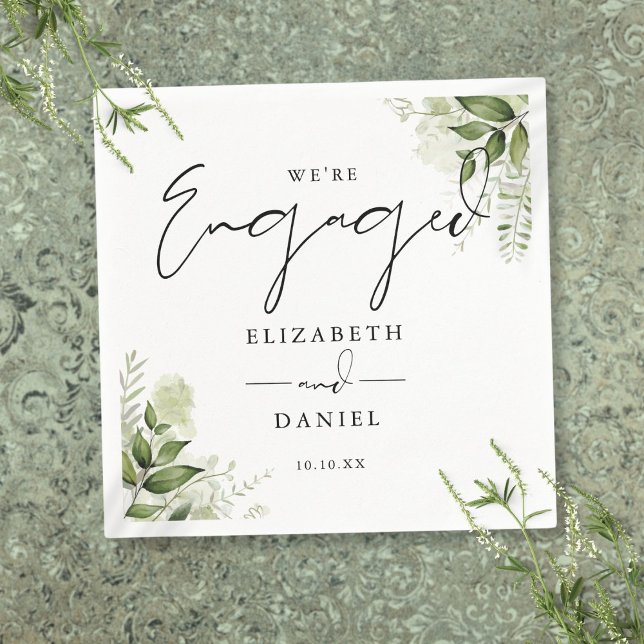 Modern Greenery Floral Engagement Party Napkin (Modern Greenery Floral Engagement Party Napkins)