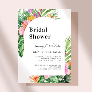 Modern Greenery Floral Tropical Bridal Shower Invitation