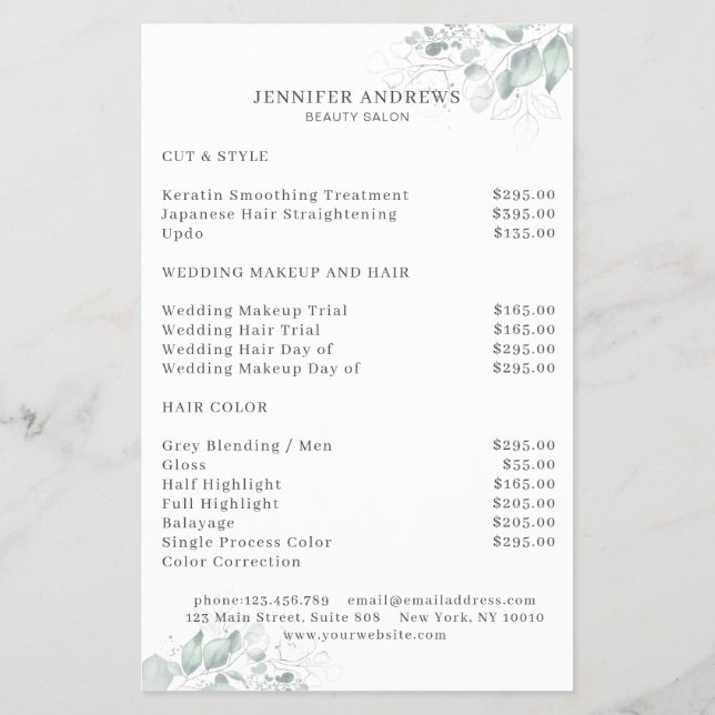 Modern, Greenery Flyer (Back)