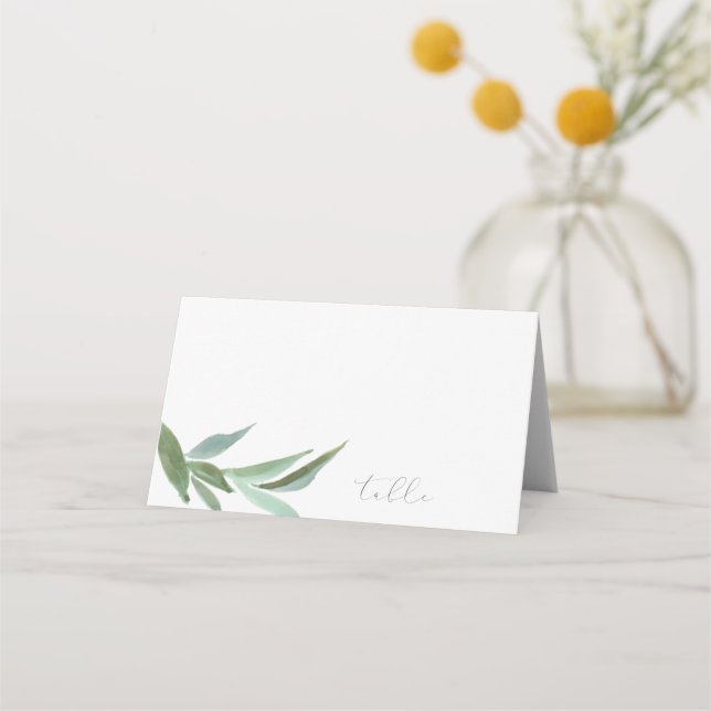 Modern Greenery Folded Place Cards (Front)