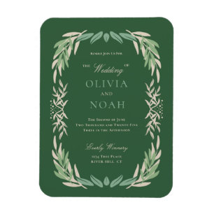 Modern Greenery Framed Wedding Invitation Magnet