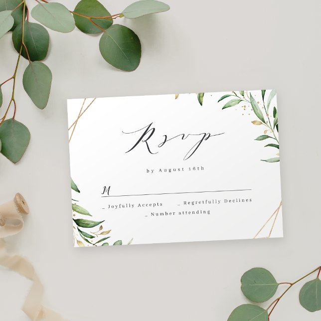 Modern Greenery Geometric Rustic Wedding RSVP Card (Modern Greenery Geometric Rustic Wedding RSVP Card)