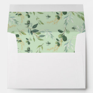 Modern Greenery Gold Baby Elephant Return Address Envelope