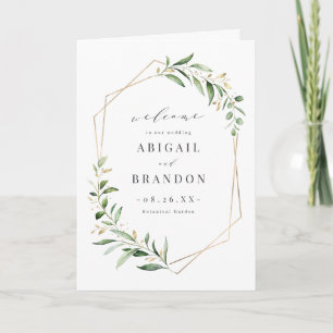 Modern Greenery Gold Geometric Rustic Wedding Program