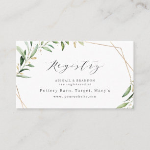 Modern Greenery Gold Rustic bridal Registry  Place Card