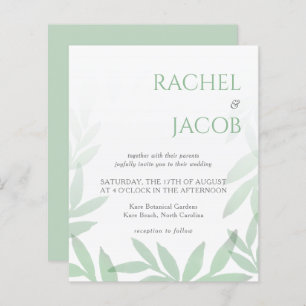 Modern Greenery Leaves Wedding Invitation