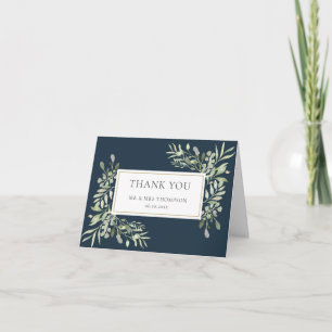 Modern Greenery Leaves Wedding Thank You Card