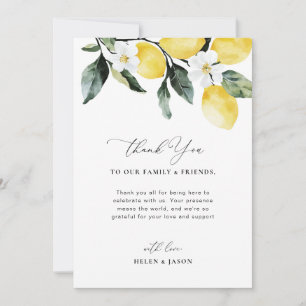 Modern Greenery Lemon Reception Table Thank You Card