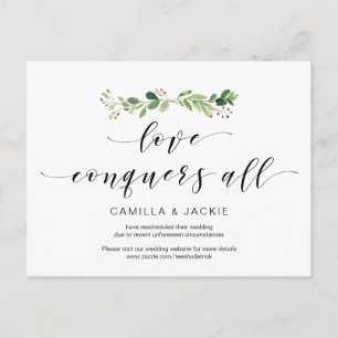 Modern Greenery, Love conquers all, Postponement Postcard