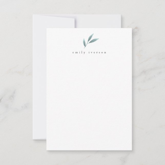 Modern Greenery Personalised Stationary Card (Front)
