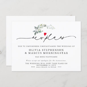 Modern Greenery  Postponed Event New Plans Invitation