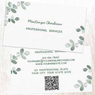 Modern Greenery QR Code Business Card