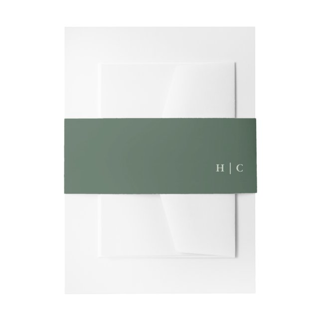 Modern Greenery Sage Moss Plain Simple Wedding Invitation Belly Band (Front Example)