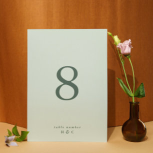 Modern Greenery Sage Moss Plain Simple Wedding Table Number