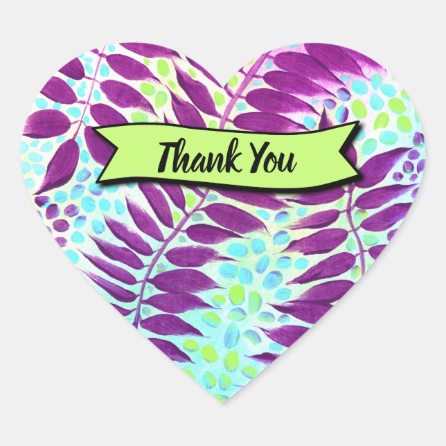 Modern Greenery Stylish Botanical Heart Sticker (Front)