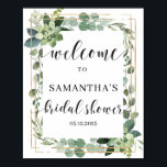 Modern greenery succulent bridal shower welcome poster<br><div class="desc">Modern greenery succulent bridal shower welcome sign 8x10 poster,  Contact me for matching items or for customization,  Blush Roses ©</div>