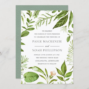 Modern Greenery Summer Spring Wedding Invite
