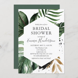Modern Greenery Tropical Bridal Shower Invitation