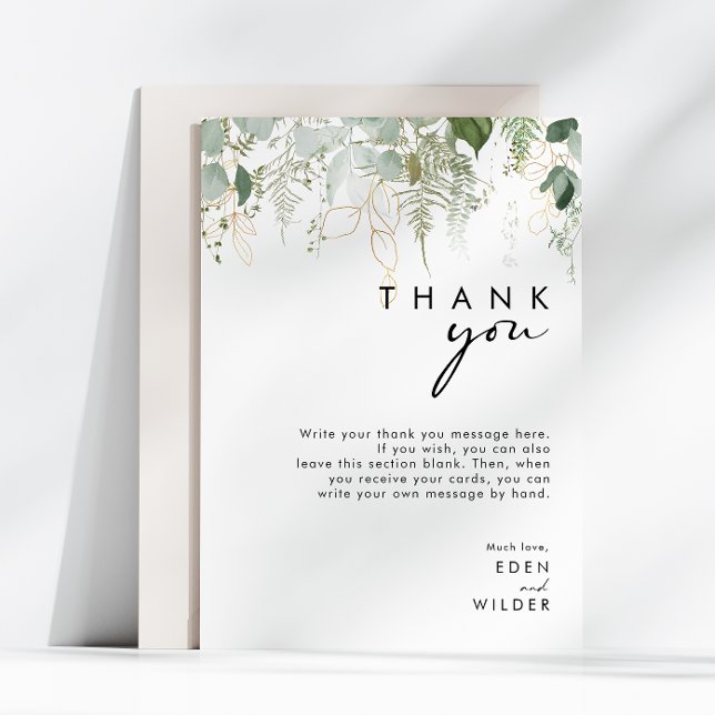 Modern Greenery Vertical Baby Shower Thank You Card (Creator Uploaded)