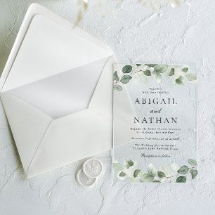 Modern Greenery Wedding Acrylic Invitations