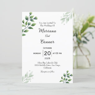 Modern Greenery Wedding Invitation