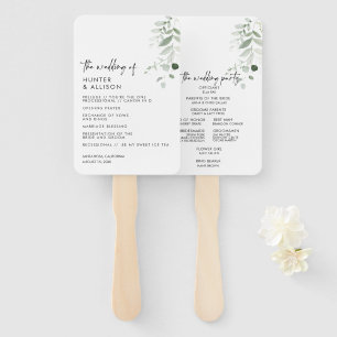 Modern Greenery Wedding Program Fan