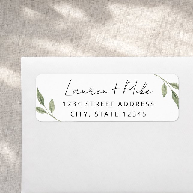 Modern Greenery Wedding Return Address Labels (Creator Uploaded)