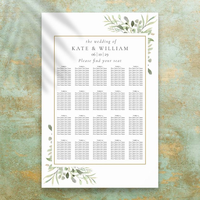 Modern Greenery Wedding Seating Plan Chart (Modern Greenery Wedding Seating Plan Chart)