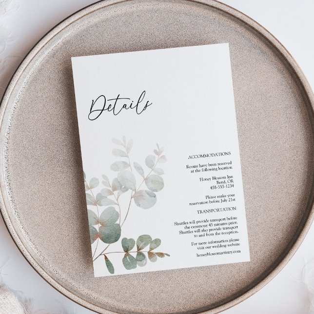 Modern Greenery White Wedding Details Enclosure Card (Creator Uploaded)