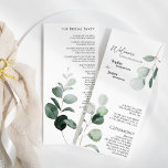 Modern Greenery White Wedding Flat Program<br><div class="desc">This modern greenery white wedding flat program design features easy mix and match coordinating styles in black and white with delicate greenery elements adding graceful flourish around simple sophisticated typography and lovely minimal calligraphy script. The watercolor eucalyptus and other botanical leaves arch beautifully throughout, with dark emerald fading in an...</div>