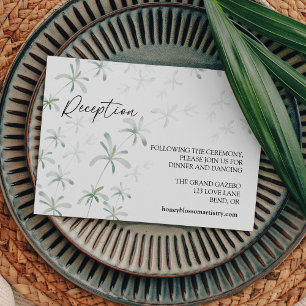 Modern Greenery White Wedding Reception Enclosure Card