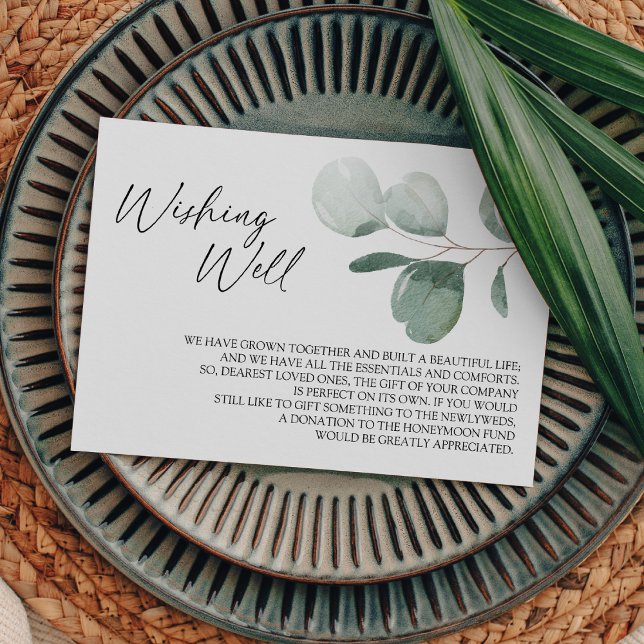 Modern Greenery White Wedding Wishing Well Enclosure Card (Creator Uploaded)