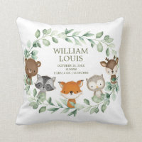 Modern Greenery Woodland Birth Stats Boy Nursery