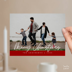 Modern Greeting,  Merry Christmas Family Photo Pos Postcard