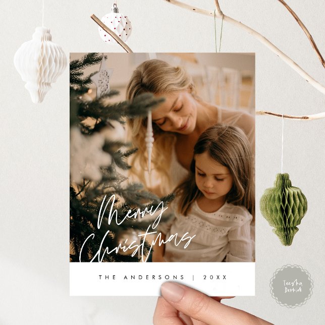 Modern Greeting,  Merry Christmas Family Photo Pos Postcard (Modern Season Greeting, Merry Christmas Family Photo Postcard)