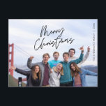 Modern Greeting, Merry Christmas Family Photo Post Postcard<br><div class="desc">Merry Christmas. Celebrate the season with this family photo postcard It is fully customisable and personalised with your own greeting messages. Please add your return address for easy mailing. It is simple,  easy,  yet modern minimalist and festive. This is the perfect postcard for sending your holiday wishes. Layover Calligraphy.</div>