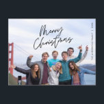 Modern Greeting, Merry Christmas Family Photo Post Postcard<br><div class="desc">Merry Christmas. Celebrate the season with this family photo postcard It is fully customisable and personalised with your own greeting messages. Please add your return address for easy mailing. It is simple,  easy,  yet modern minimalist and festive. This is the perfect postcard for sending your holiday wishes. Layover Calligraphy.</div>