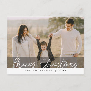Modern Greeting, Merry Christmas Family Photo Post Postcard