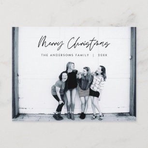Modern Greeting, Merry Christmas Family Photo Postcard